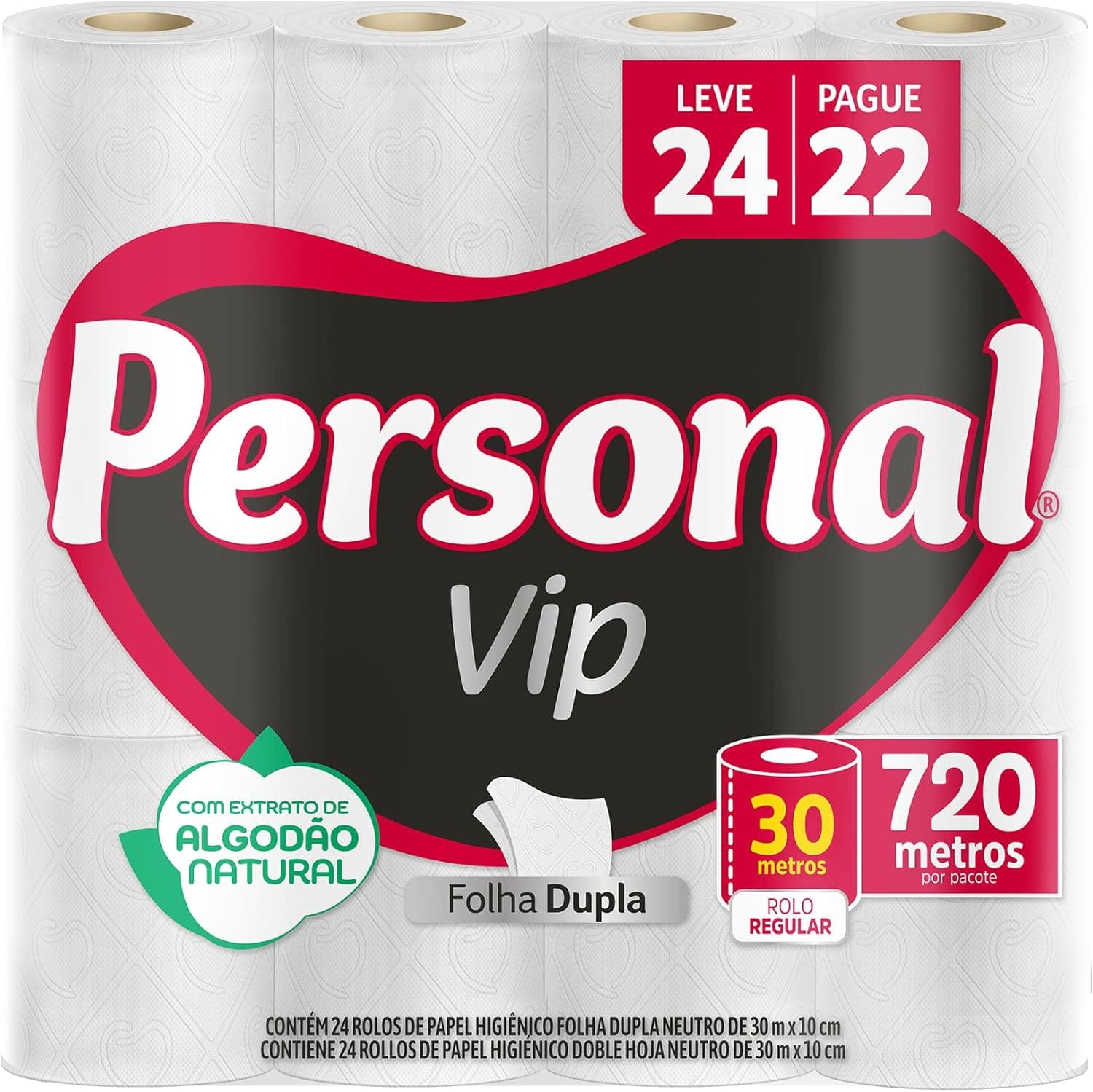 Personal VIP - Papel Higiênico Folha Dupla 24 unid