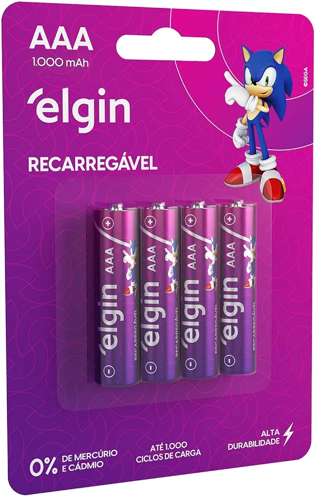 Pilha recarregável AAA 1000mAh Elgin