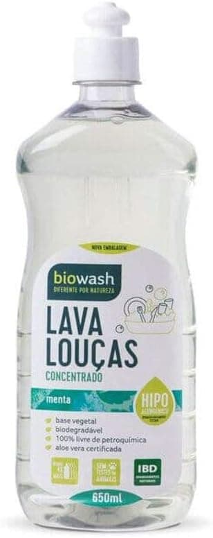Detergente Biowash HipoalergĂȘnico 650ml Menta