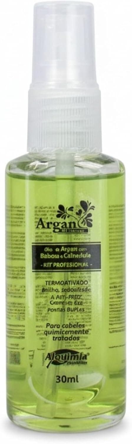 Óleo de Argan 60ml com Babosa e Calêndula | Reparação Capilar, Nutrição e Hidratação | Antifrizz, Brilho e Maciez | Para Todos os Tipos de Cabelo