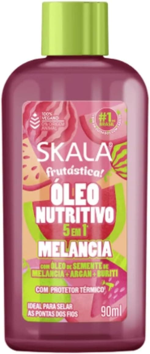 Óleo Capilar Skala Melancia 90ml 5 em 1 com Argan e Buriti | Selagem das pontas, brilho intenso e proteção térmica até 230°C